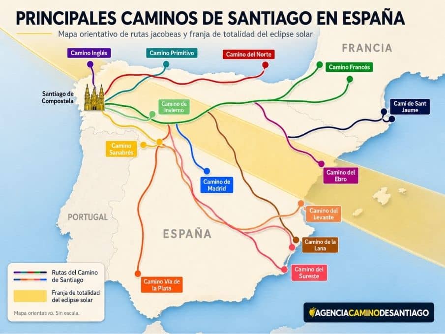 donde ver el eclipse en el camino de santiago